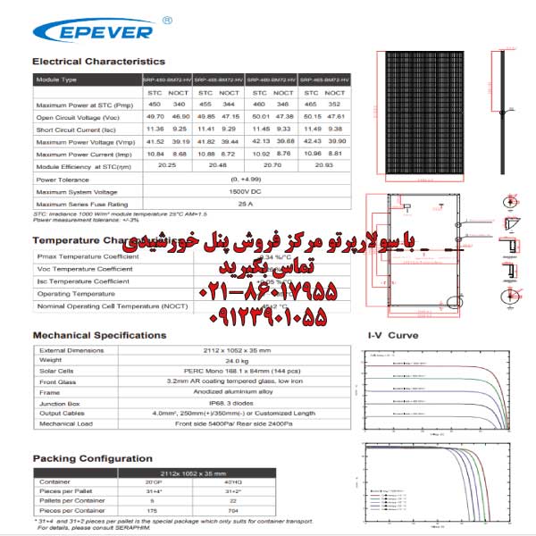 پنل خورشیدی SRP-(450-465)-BM72-HV